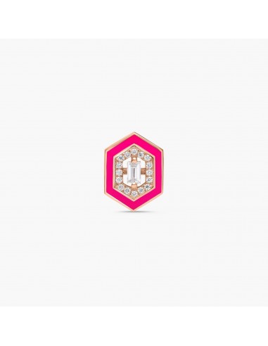 Hot Pink Hexagonal Art Deco  Diamond Single la colonne vertébrale