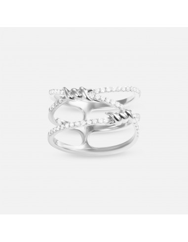 Barbelé Interlaced Half Paved Ring l'achat 