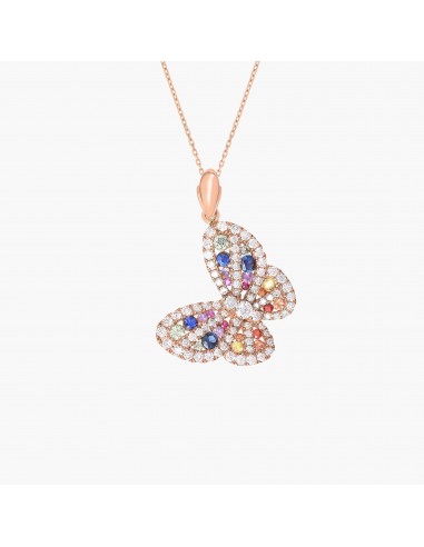 Colored sapphires butterfly necklace en stock